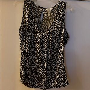Banana Republic Black and Cream Patterned Tank Top
